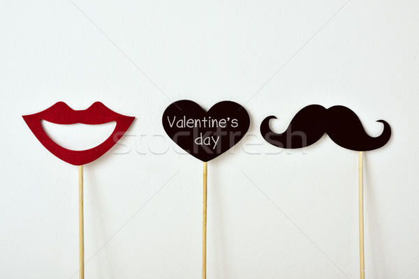 moustache, mouth and text valentines day Stock photo © nito