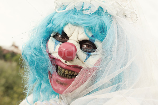 scary evil clown in a bride dress Stock photo © nito