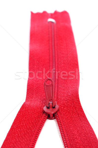 Cremallera primer plano rojo blanco color ropa Foto stock © nito