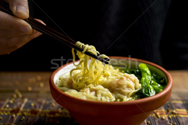 shrimp wonton noodle soup with choy sum Stock photo © nito