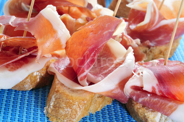 spanish pincho de jamon, spanish ham served on bread Stock photo © nito
