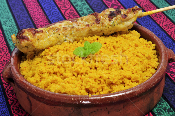 spiced couscous and chicken skewer Stock photo © nito