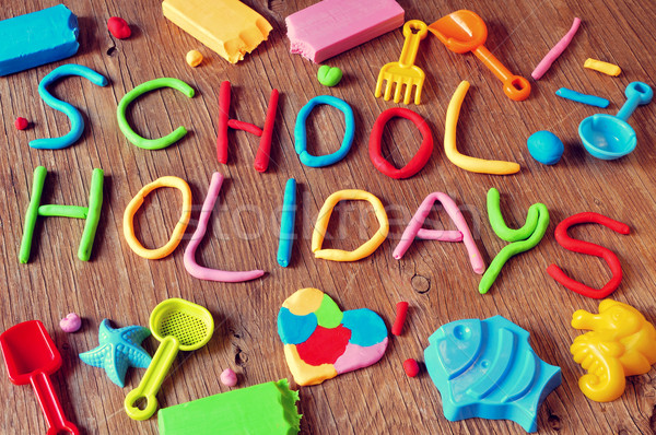 text school holidays made from modelling clay Stock photo © nito