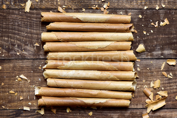 neulas, typical thin biscuit rolls eaten in Christmas in Catalon Stock photo © nito