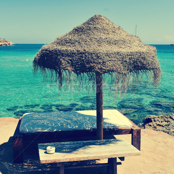 sunlounger and umbrella in Ibiza, Spain Stock photo © nito