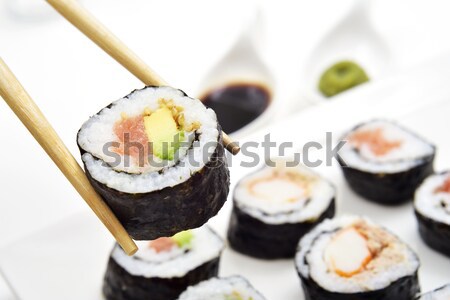 tray with an assortment of makizushi Stock photo © nito