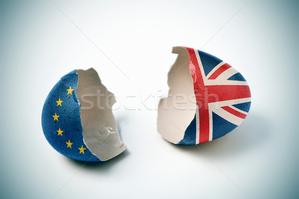cracked eggshell patterned with the European and the British fla Stock photo © nito