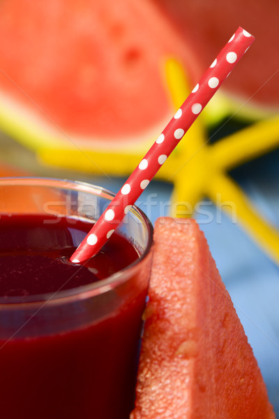 Piros smoothie görögdinnye közelkép szelet üveg Stock fotó © nito