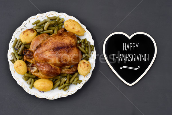 roast turkey and text happy thanksgiving Stock photo © nito