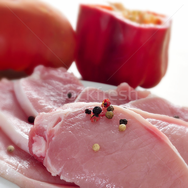 Ruw varkensvlees lendenen plaat Stockfoto © nito