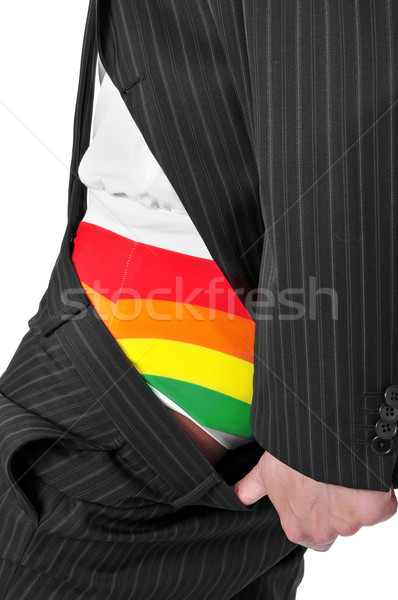 üzletember szivárvány alsónemű mutat férfi háttér Stock fotó © nito