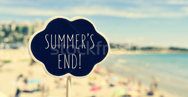 chalkboard with the text summers end in a beach, filtered Stock photo © nito