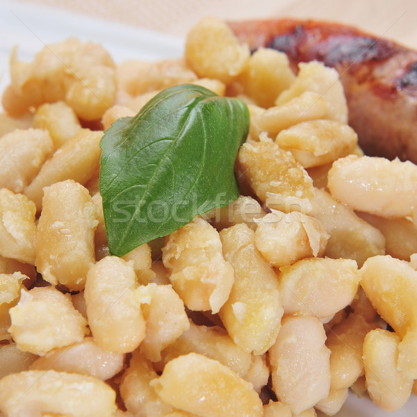 botifarra amb mongetes, pork sausage with white beans, a typical Stock photo © nito