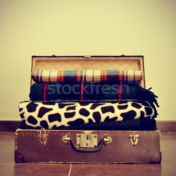 blankets in an old suitcase Stock photo © nito