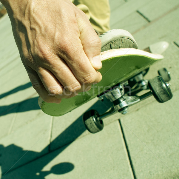 Foto stock: Moço · skateboarding · truque · patinar