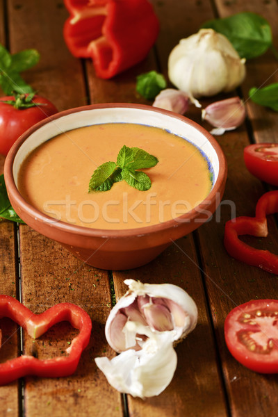 spanish gazpacho on a wooden table Stock photo © nito