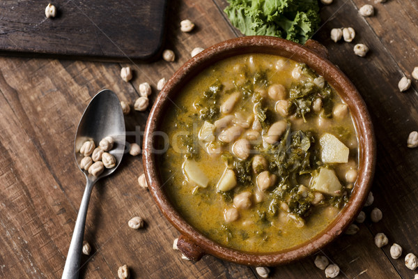 kale stew with potatoes and chickpeas Stock photo © nito