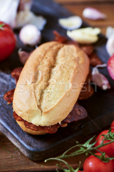 spanish bocadillo de chorizo, chorizo sandwich Stock photo © nito