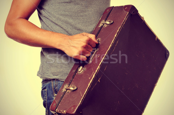 young man with old suitcase Stock photo © nito