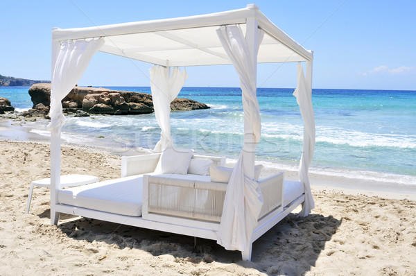 white bed in a beach club in Ibiza, Spain Stock photo © nito