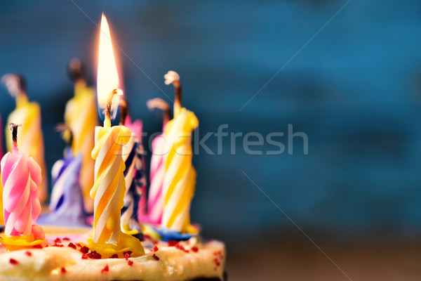 blowing out the candles of a cake Stock photo © nito