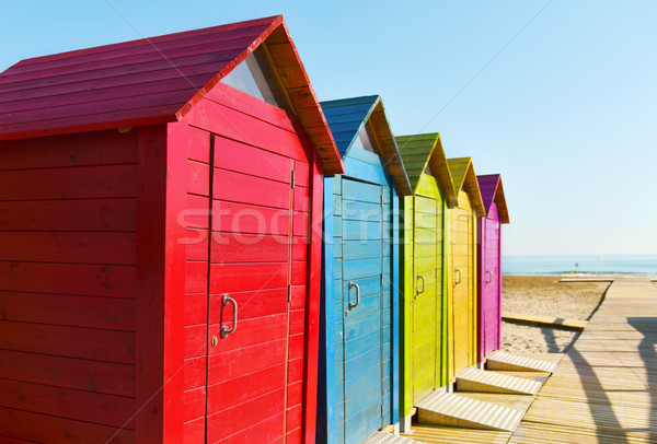 beach huts of different colors Stock photo © nito