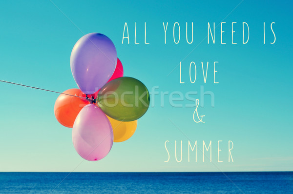balloons on the sea and text all you need is love and summer Stock photo © nito