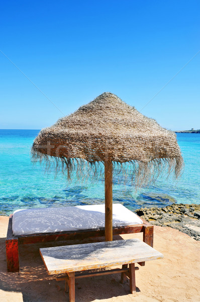 sunlounger and umbrella in Ibiza, Spain Stock photo © nito