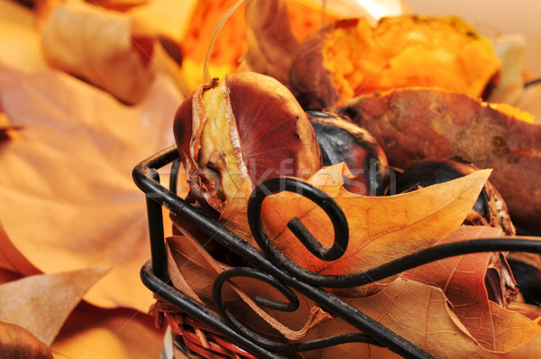 Stock photo: roasted chestnuts and roasted sweet potatoes