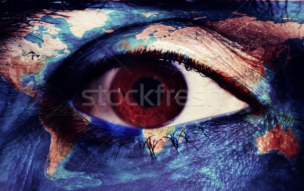 face patterned with a world map (furnished by NASA) Stock photo © nito