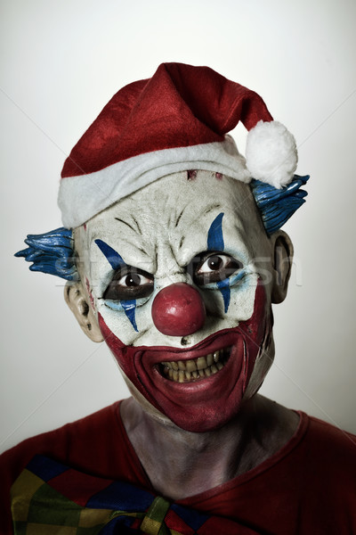 Scary zło clown Święty mikołaj hat Zdjęcia stock © nito