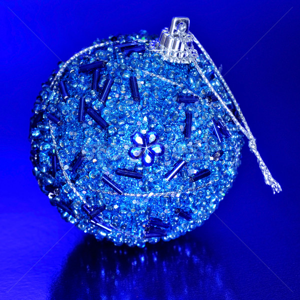 Christmas bal Blauw gelukkig geluk Stockfoto © nito