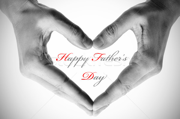 Jour de pères heureux mains coeur fête heureux design Photo stock © nito