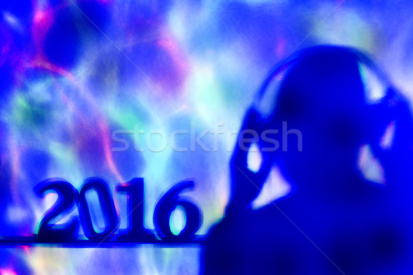 disc jockey man and number 2016, as the new year Stock photo © nito