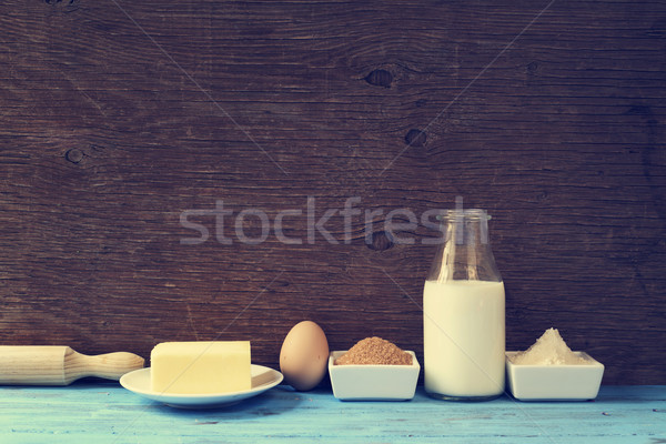 Hozzávalók sütik torta retro hatás tej Stock fotó © nito