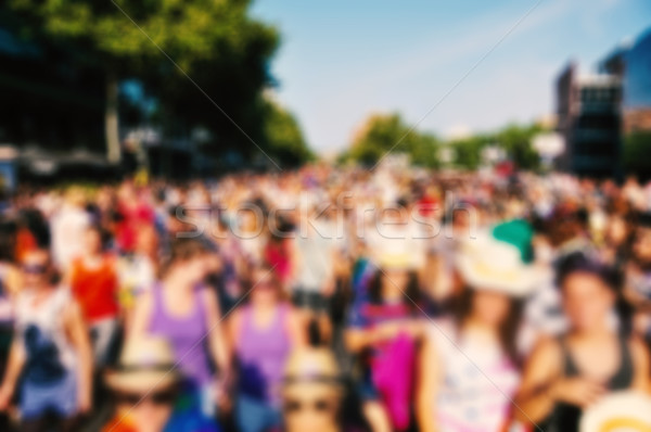 defocused background of people partying or marching outdoors Stock photo © nito