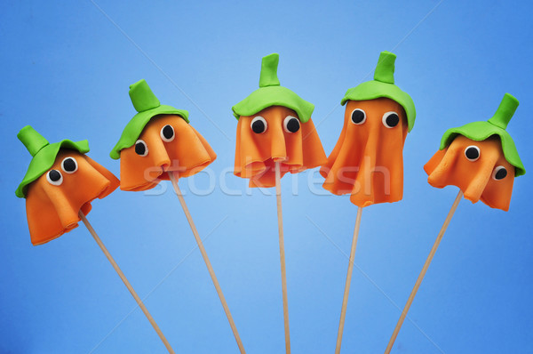 cake pops with the shape of ghost Halloween pumpkins Stock photo © nito