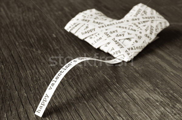 Boldog valentin nap szépia papír csíkok szöveg Stock fotó © nito