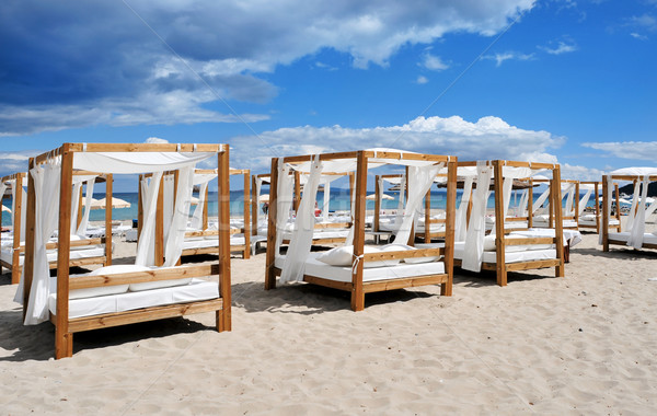 beds and sunloungers in a beach club in Ibiza, Spain Stock photo © nito