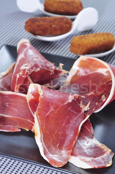 Hiszpanski serrano szynka serwowane tapas żywności Zdjęcia stock © nito