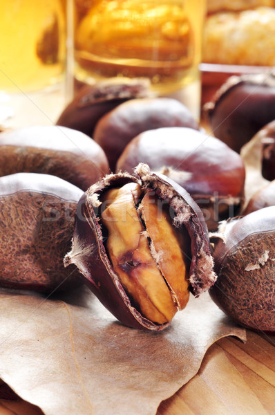 Stock photo: roasted chestnuts, typical snack in All Saints Day in Catalonia,