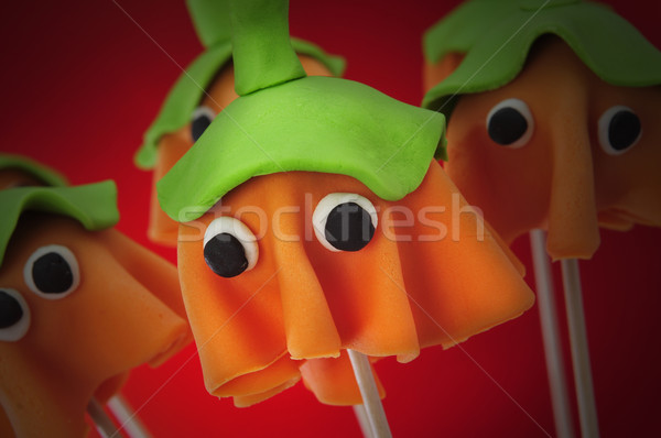 homemade cake pops with the shape of ghost Halloween pumpkins Stock photo © nito