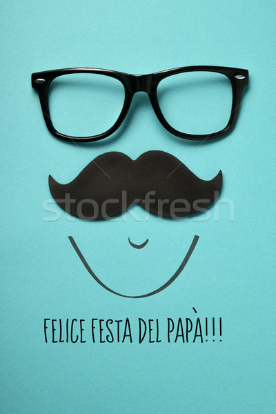 Texto feliz dia dos pais italiano par óculos bigode Foto stock © nito