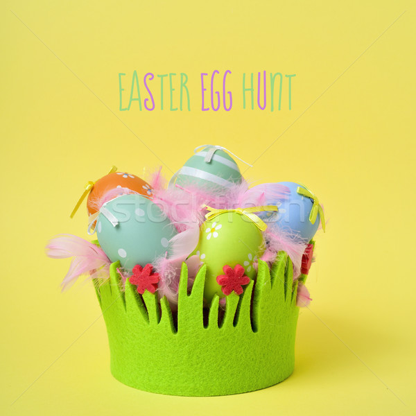 decorated eggs and text easter egg hunt Stock photo © nito