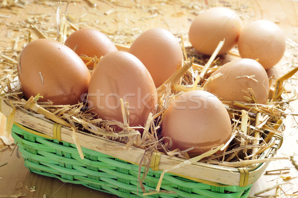 brown eggs in a basket Stock photo © nito
