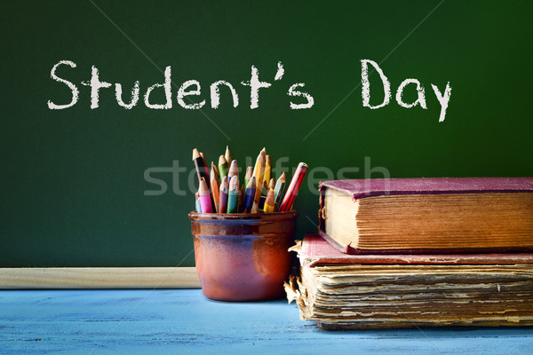 text students day in a chalkboard Stock photo © nito