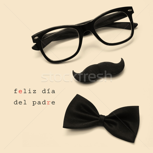 Jour de pères heureux écrit espagnol verres moustache [[stock_photo]] © nito