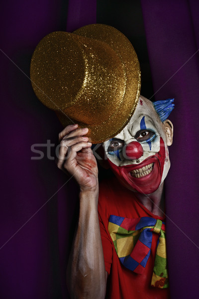 Scary zło clown etapie na zewnątrz fioletowy Zdjęcia stock © nito
