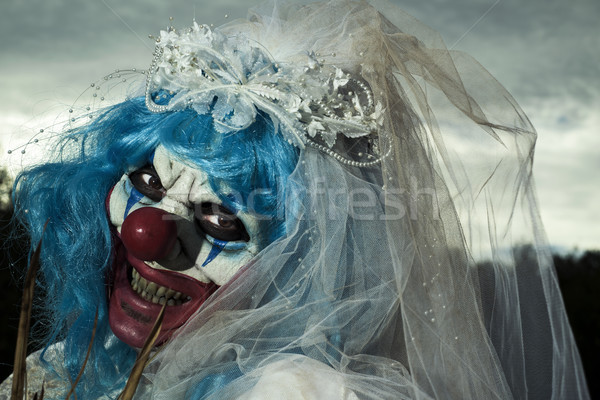 Scary zło clown oblubienicy sukienka Zdjęcia stock © nito