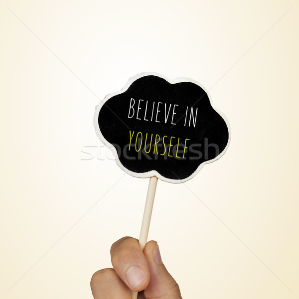 chalkboard with the text believe in yourself Stock photo © nito